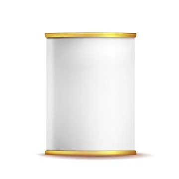 Tin Box Can Template Vector. 3d Realistic Empty Packaging Container Blank. Food Stock Illustration