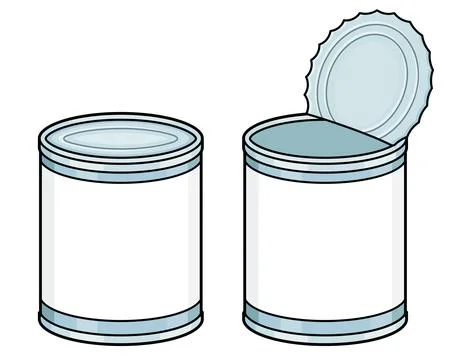 Tin can with blank label drawing set Stock Illustration