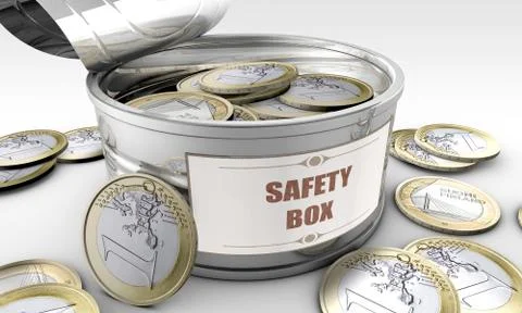 Tin can with coin 스톡 일러스트