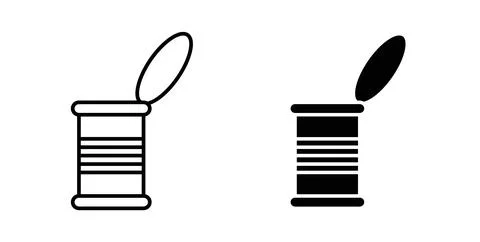 Tin can icon in black and white. vector icon pack for websites Stock Illustration