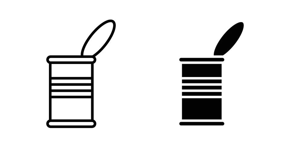 Tin can icon black vector isolated on white Stock Illustration