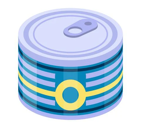 Tin can isometric icon vector. Canned food, fish, peas, tuna soup web icon, 3 Stock-Illustration