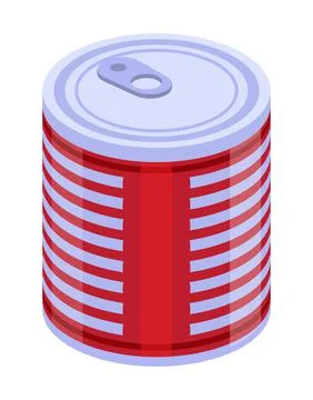 Tin can isometric icon vector. Canned food, fish, peas, tuna soup web icon, 3 Illustrazione stock