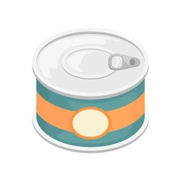 A tin can with a label. 3D vector illustration. Stock Illustration