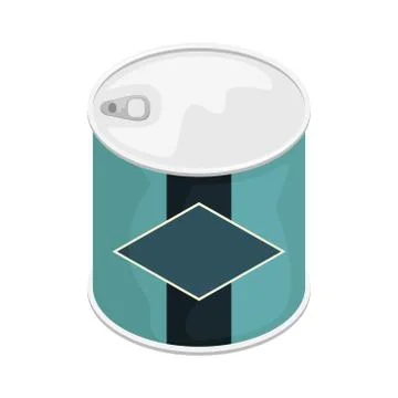 A tin can with a label. 3D vector illustration. Stock Illustration