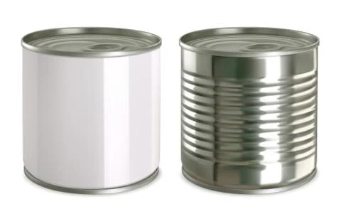 Tin can mock up. 3d realistic vector icon set Stock Illustration