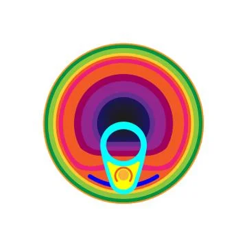 Tin can pied with ring pull top view. Vector illustration. Packaging food Illustrazione stock