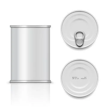 Tin Can With Pull Ring. Side, Top And Bottom View Иллюстрация