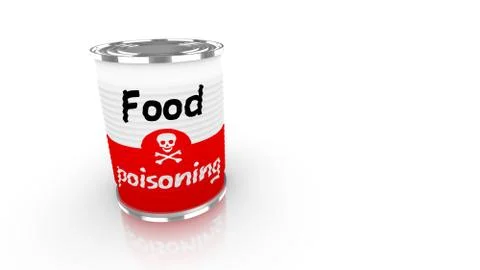 Tin can with red and white food poisioning label Stock Illustration
