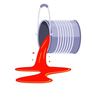 Tin can with red paint. pour the paint from the can. Stock Illustration