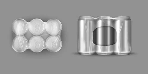 Tin can. Soda or beer aluminum food cylinders. 3D metal jar mockup. Blank Stock Illustration