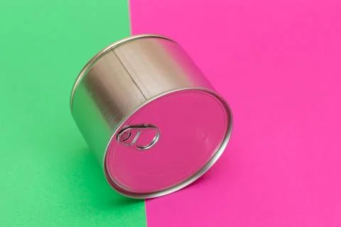 Tin Can on Split Green and Cyan Background Stock Photos