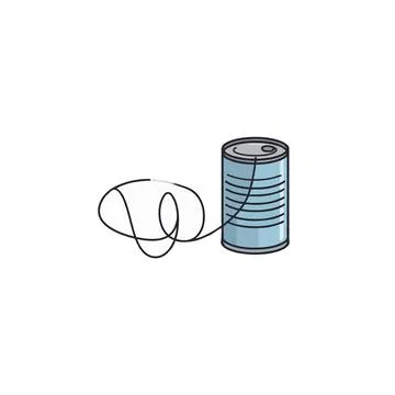 Tin can telephone illustrating basic communication conceptualizing connecti.. Stock Illustration