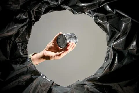 Tin can thrown in a bin Stock Photos