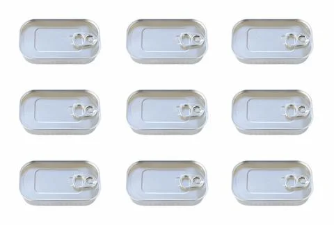 Tin cans with easy open ring on white background 写真素材