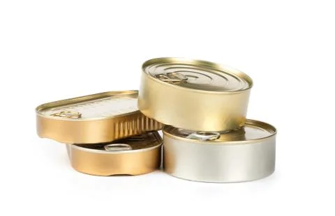 Tin cans isolated on white Stock-Fotos