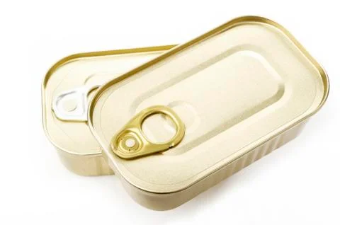 Tin cans on white background Stock Photos