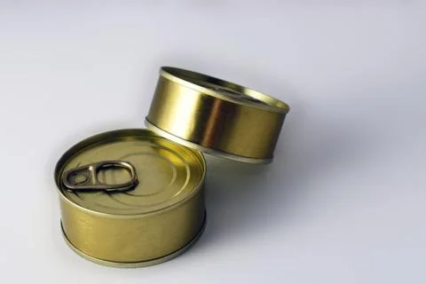 Tin cans on white background Fotos de archivo