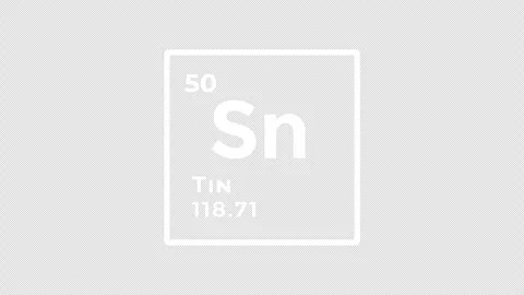Tin, chemical element of the periodic table graphic animation. Alpha channel Stock Footage 311177532