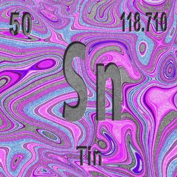 Tin chemical element, Sign with atomic number and atomic weight Illustrazione stock