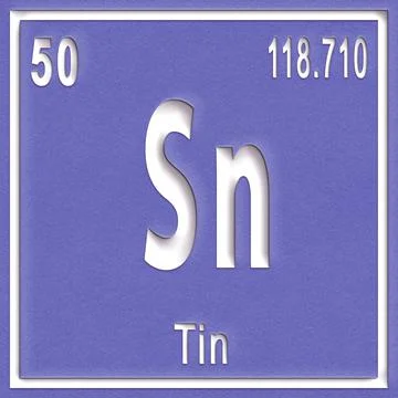 Tin chemical element, Sign with atomic number and atomic weight Illustrazione stock