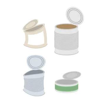 Tin crushed garbage set. Can rubbish on white background Illustrazione stock