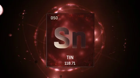 Tin as Element 50 of the Periodic Table 3D animation on red background 스톡 동영상 119398379