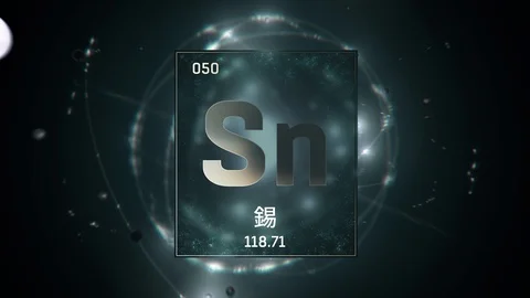 Tin as Element 50 of the Periodic Table 3D animation on green background 库存影片 126456900