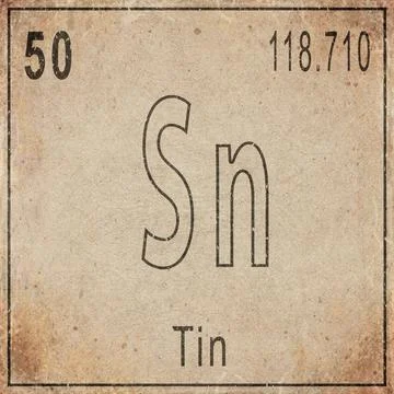 Tin Element Card from Periodic Table on Vintage Old Paper Stock Illustration