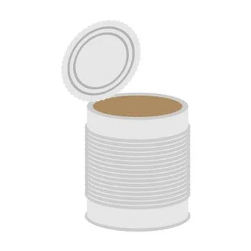 Tin empty open isolated. Can blank on white background Stock Illustration