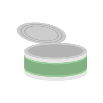 Tin empty open isolated. Can blank on white background Stock Illustration