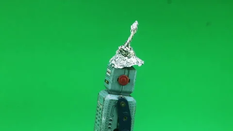 Tin foil hat bot 스톡 동영상 343499441