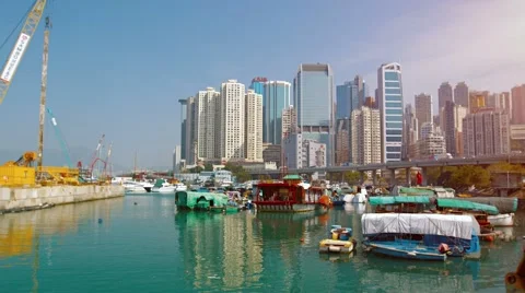 Tin Hau temple, a floating Buddhist shrine moored at Causeway Bay Stock Footage 58182088