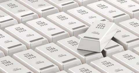 Tin ingots background, animation seamlessly loopable. 3D rendering Stock Footage 332078666