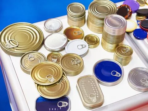 Tin lids for cans Stock Photos