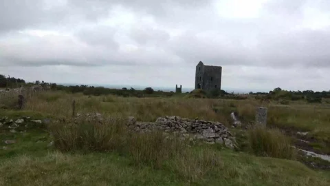 Tin Mine, old ruined granite buildings Stock Footage 78776242