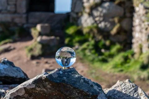 Tin mine viewed through a lens ball Stock Photos