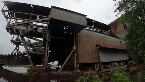 Tin Mining Dredge in Malaysia Stock Footage 144612874