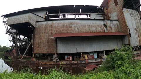 Tin Mining Dredge in Malaysia Stock Footage 144613037