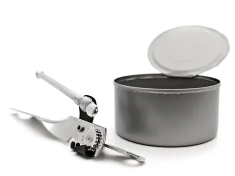 Tin with Opener Stock Photos