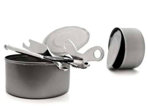 Tin with Opener Stock Photos