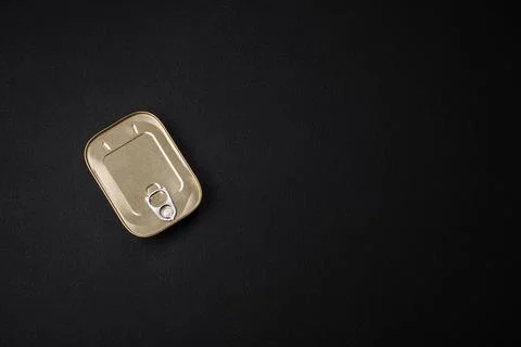 Tin or aluminum rectangular can of canned food with a key Stock Photos