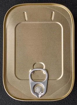 Tin or aluminum rectangular can of canned food with a key Tin or aluminum ... Stockfoto's