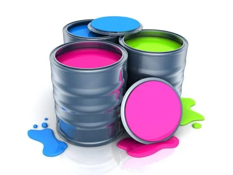 Tin with Paint on white background (done in 3d) Stock Illustration