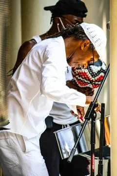 Tin Pan player playing during Corona AJPhotography.VA Stock Photos