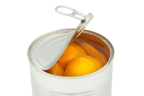 Tin of peaches Stock Photos