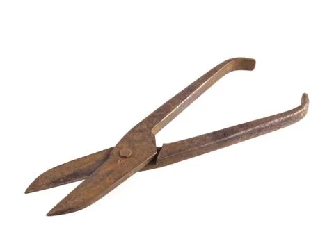 Tin snips on a white background. Stock Photos