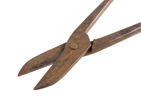 Tin snips on a white background. Stock Photos
