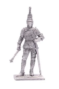 Tin soldier medieval knight  isolated on white Stock Photos