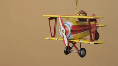 Tin Toy Airplane Stock Footage 46180847
